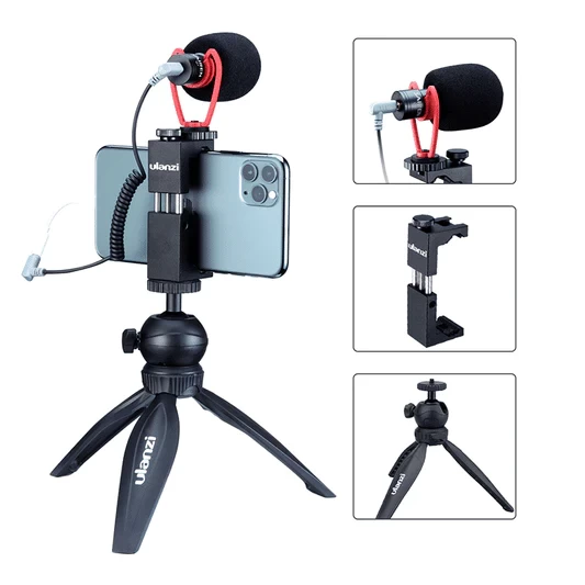 Ulanzi Smartphone Vlog Kit 3: Table Tripod + Holder + Mic 1 Ulanzi Smartphone Vlog Kit 3: Table Tripod + Holder + Mic