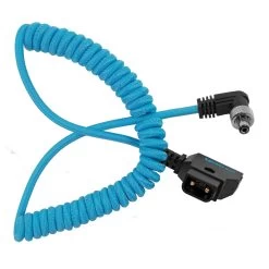 Kondor Blue Coiled D-Tap To Locking DC 2.1mm Right Angle Cable