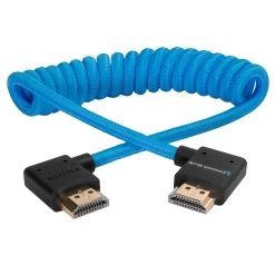 Kondor Blue Right Angle Full HDMI Cable For On-Camera Monitors 12-24″ Braided Coiled”