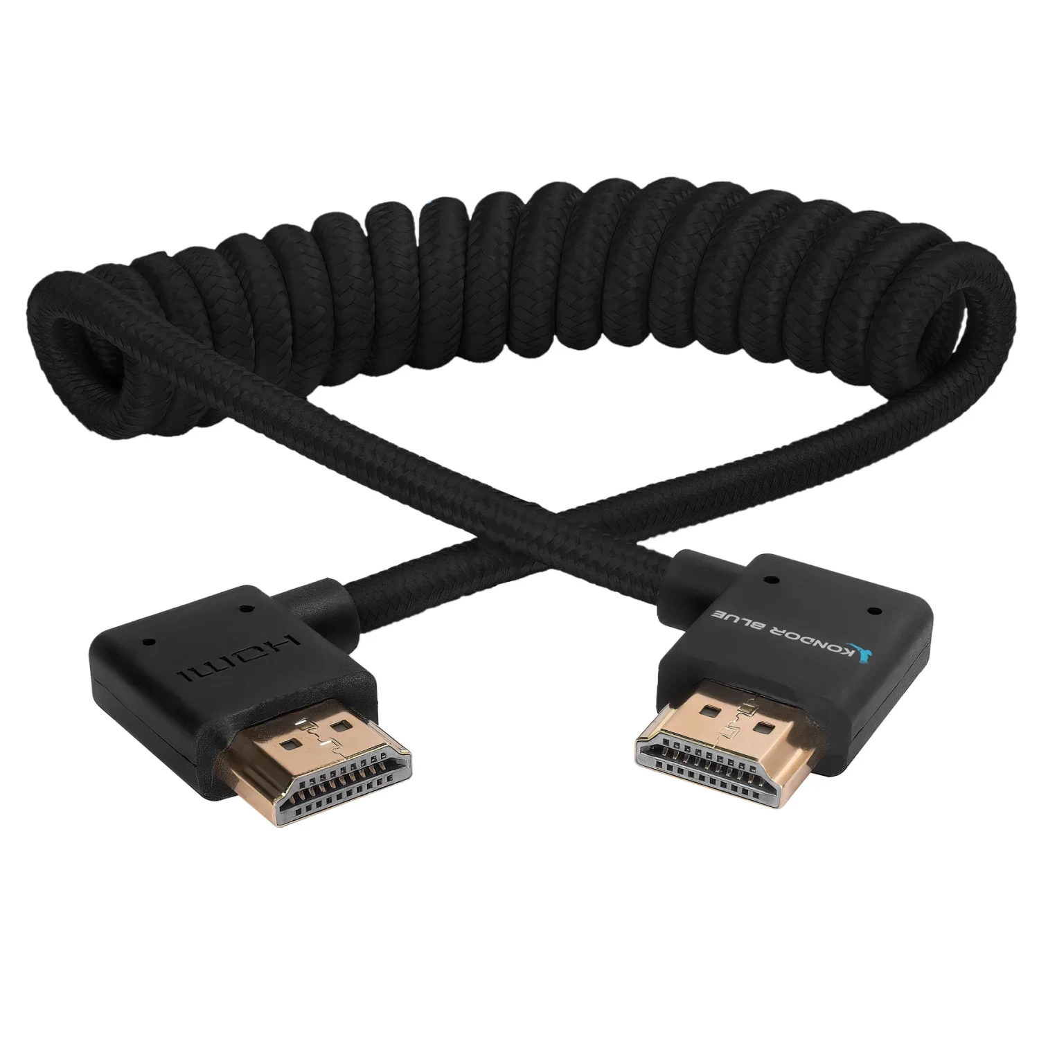 Kondor Blue Right Angle Full HDMI Cable For On-Camera Monitors 12-24″ Braided Coiled” 5 Kondor Blue Right Angle Full HDMI Cable For On-Camera Monitors 12-24″ Braided Coiled” - Image 5