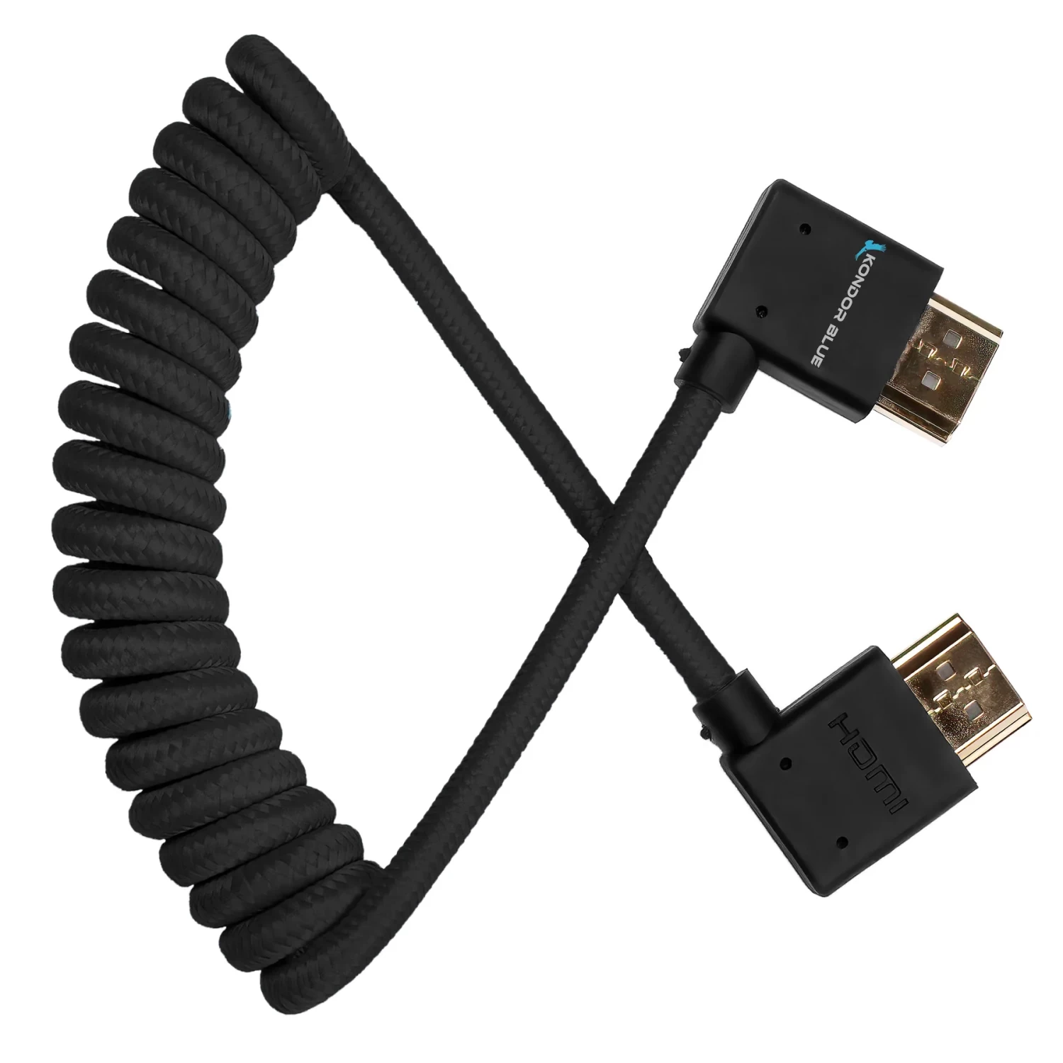 Kondor Blue Right Angle Full HDMI Cable For On-Camera Monitors 12-24″ Braided Coiled” 8 Kondor Blue Right Angle Full HDMI Cable For On-Camera Monitors 12-24″ Braided Coiled” - Image 8