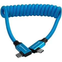 Kondor Blue Coiled Right-angle USB-C To USB-C Cable – Blue