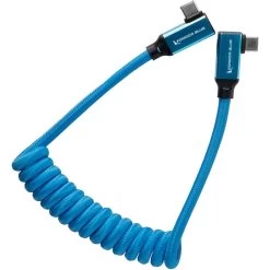 Kondor Blue Coiled Right-angle USB-C To USB-C Cable – Blue -Pro Cam Shop KON USBC CRA 3