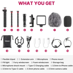 Ulanzi Octopus Vlog Kit: Tripod Phone Holder Mic + Lamp -Pro Cam Shop d6af 4340 4463 b9d0 5216b3e47a3f 84a8e24e 77ce 4187 881e a1c0627ac630