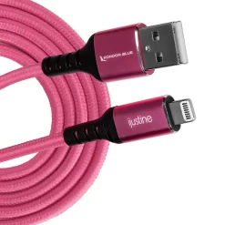 Kondor Blue IJUSTINE Pink Lightning Cable For Iphone Charging & Sync Usb-c & Usb-a (1 Meter)